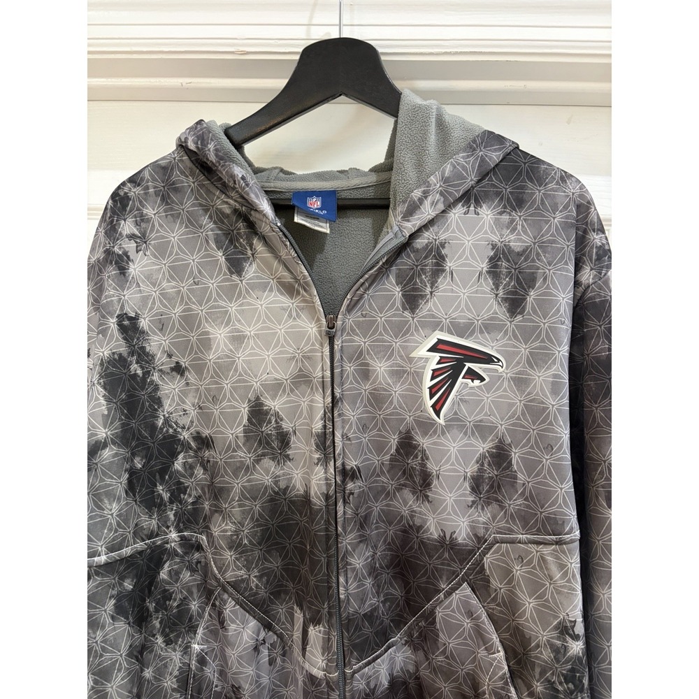 NFL Atlanta Falcons Full Zip Hoodie Sweatshirt Mens Large Gray Geometric Fleece